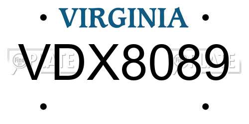 VDX8089 Virginia License Plate