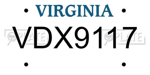VDX9117 Virginia License Plate
