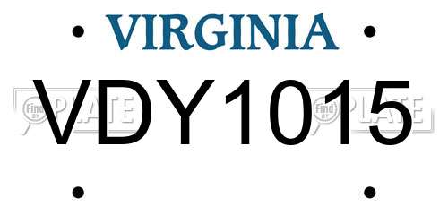 VDY1015 Virginia License Plate