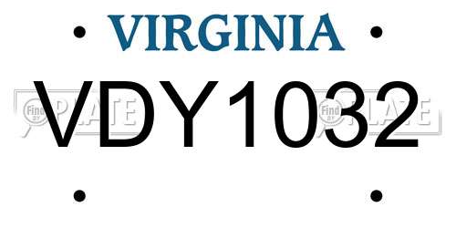 VDY1032 Virginia License Plate