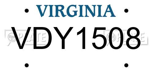 VDY1508 Virginia License Plate