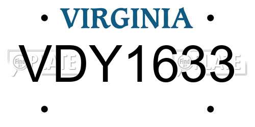 VDY1633 Virginia License Plate