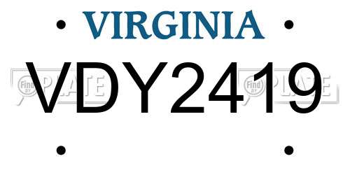 VDY2419 Virginia License Plate