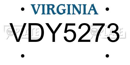 VDY5273 Virginia License Plate