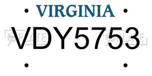 VDY5753 Virginia License Plate