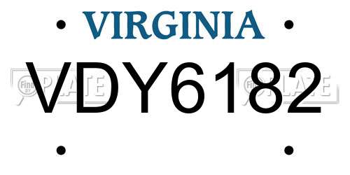 VDY6182 Virginia License Plate