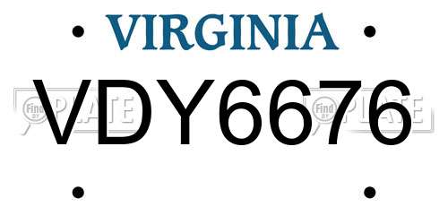 VDY6676 Virginia License Plate