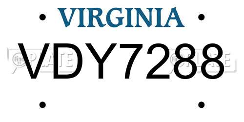 VDY7288 Virginia License Plate