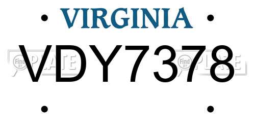 VDY7378 Virginia License Plate