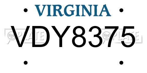 VDY8375 Virginia License Plate