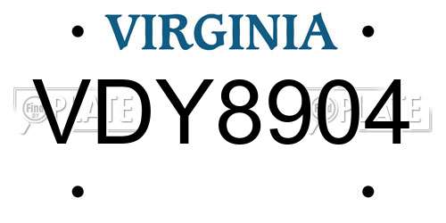 VDY8904 Virginia License Plate