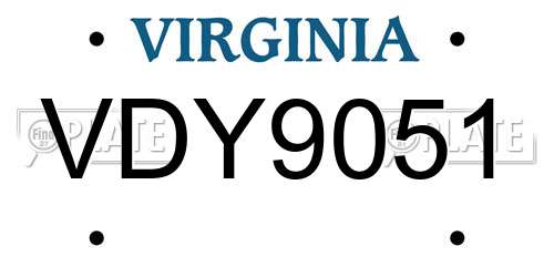 VDY9051 Virginia License Plate