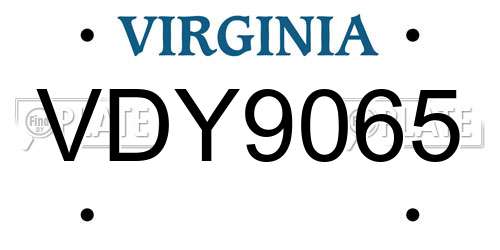 VDY9065 Virginia License Plate