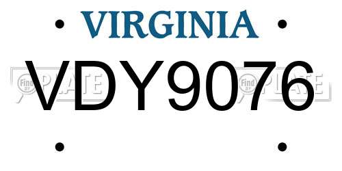 VDY9076 Virginia License Plate