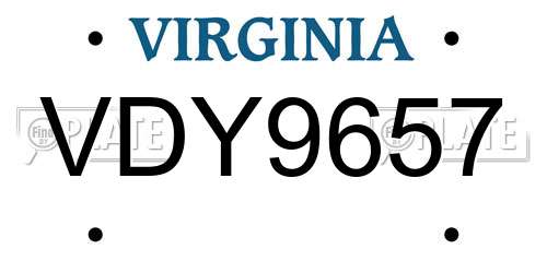 VDY9657 Virginia License Plate