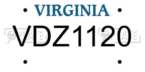 VDZ1120 Virginia License Plate