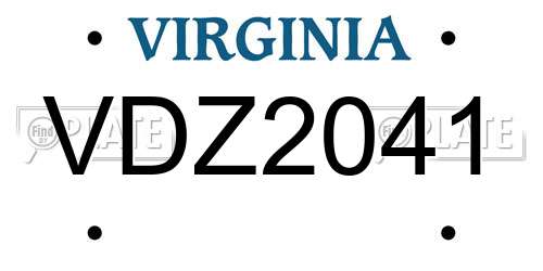 VDZ2041 Virginia License Plate