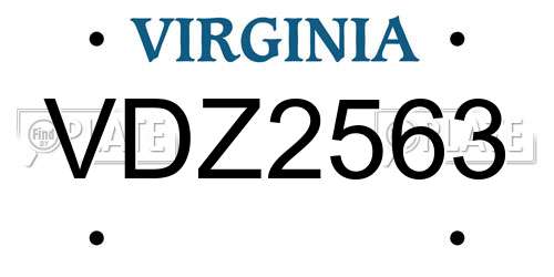 VDZ2563 Virginia License Plate