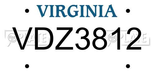 VDZ3812 Virginia License Plate
