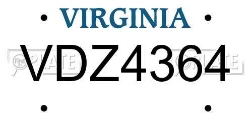 VDZ4364 Virginia License Plate