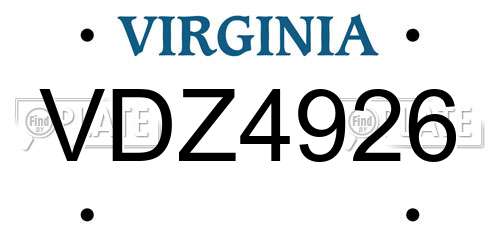 VDZ4926 Virginia License Plate