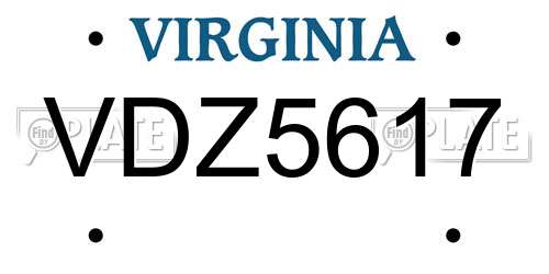 VDZ5617 Virginia License Plate