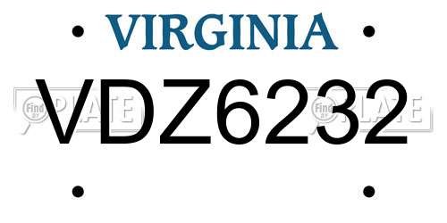 VDZ6232 Virginia License Plate