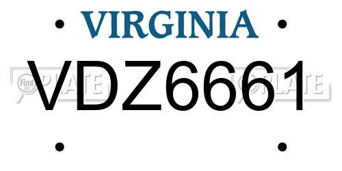 VDZ6661 Virginia License Plate