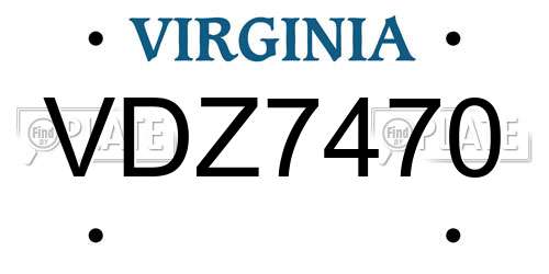 VDZ7470 Virginia License Plate