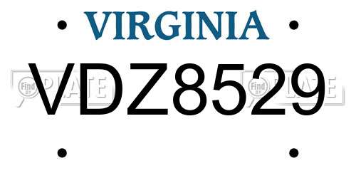 VDZ8529 Virginia License Plate