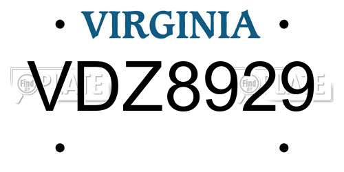 VDZ8929 Virginia License Plate