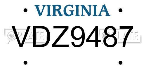 VDZ9487 Virginia License Plate