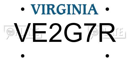 VE2G7R Virginia License Plate