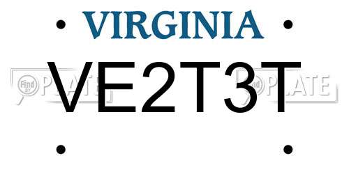 VE2T3T Virginia License Plate