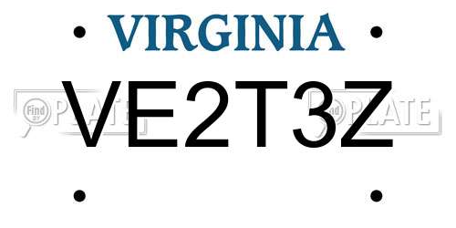 VE2T3Z Virginia License Plate