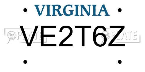 VE2T6Z Virginia License Plate