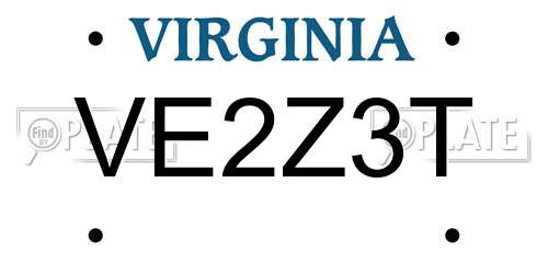 VE2Z3T Virginia License Plate