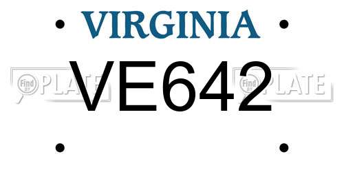 VE642 Virginia License Plate