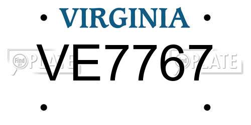 VE7767 Virginia License Plate