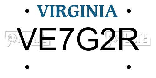 VE7G2R Virginia License Plate