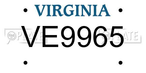 VE9965 Virginia License Plate