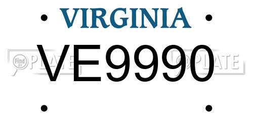 VE9990 Virginia License Plate