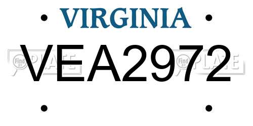 VEA2972 Virginia License Plate