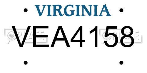 VEA4158 Virginia License Plate