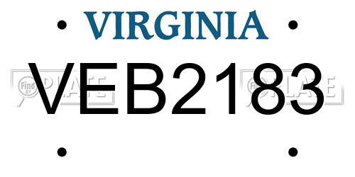 VEB2183 Virginia License Plate