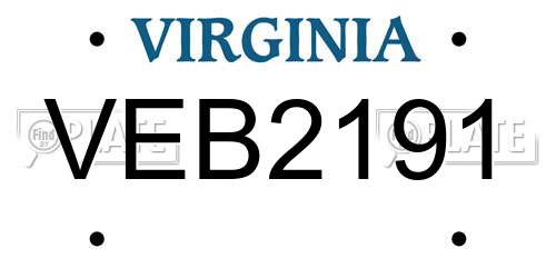 VEB2191 Virginia License Plate