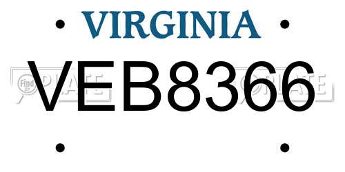 VEB8366 Virginia License Plate
