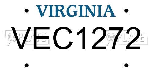 VEC1272 Virginia License Plate