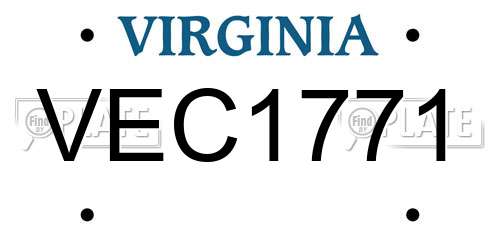 VEC1771 Virginia License Plate