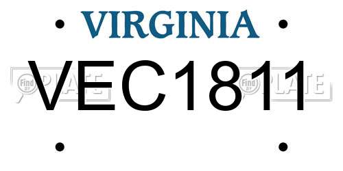 VEC1811 Virginia License Plate